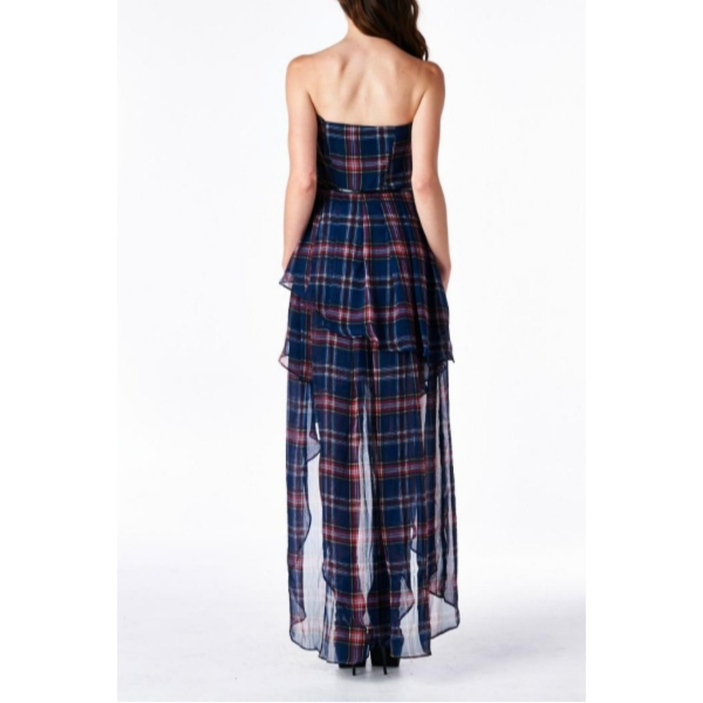NWT Tov Holy Plaid Strapless Party Hi Low … - Picture 2 of 8
